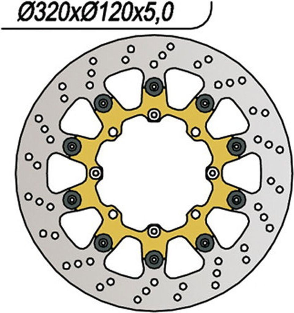 FÜR HUSQVARNA SUPERMOTO FRONT BRAKE DISK (Durchmesser 320MM) FLAT (320x120x5)