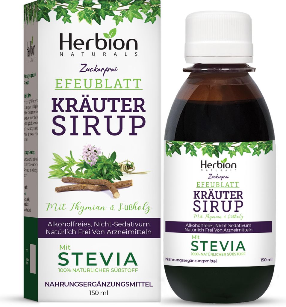 Herbion Naturals Efeublatt-Hustensaft mit Thymian und Lakritze, 5 FL Oz – beruhigt den Hals und lindert Atembeschwerden – für Erwachsene, Kind...