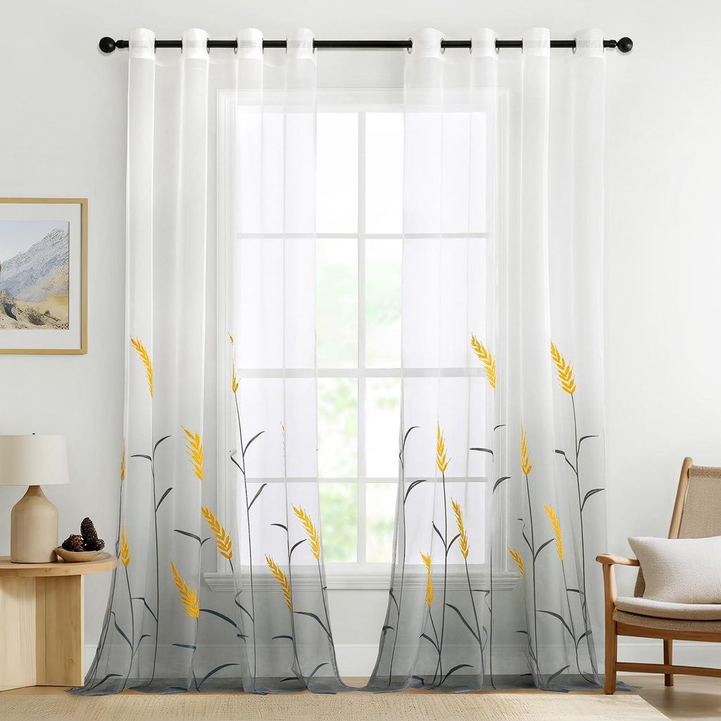 MIULEE Semi-transparente Schleiervorhänge Weiß 140 x 245 cm 2 Stück