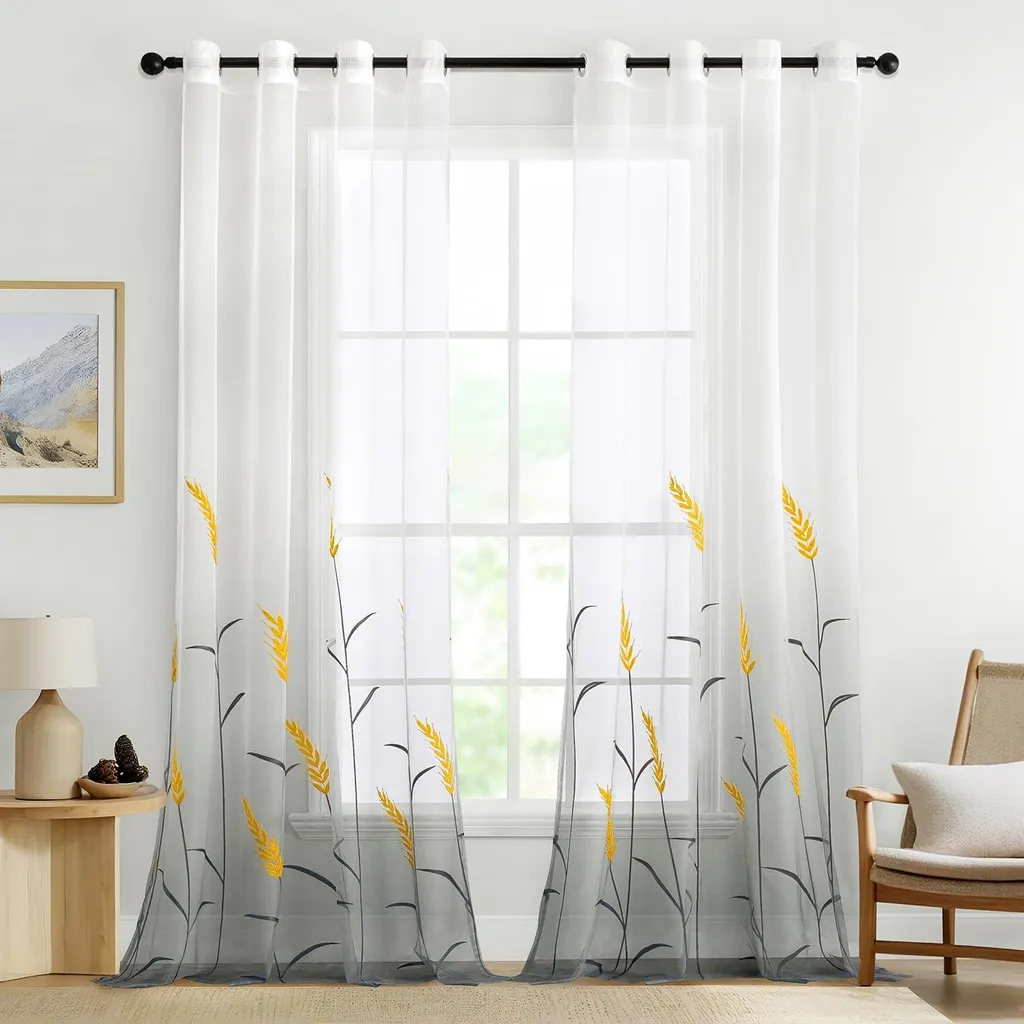 Melodieux – Tende Velate Sfumate Color Foglia Di Tè – 2 Pannelli 132x240 Cm – Chiffon Morbido Con Occhielli – Filtro Luce - 3