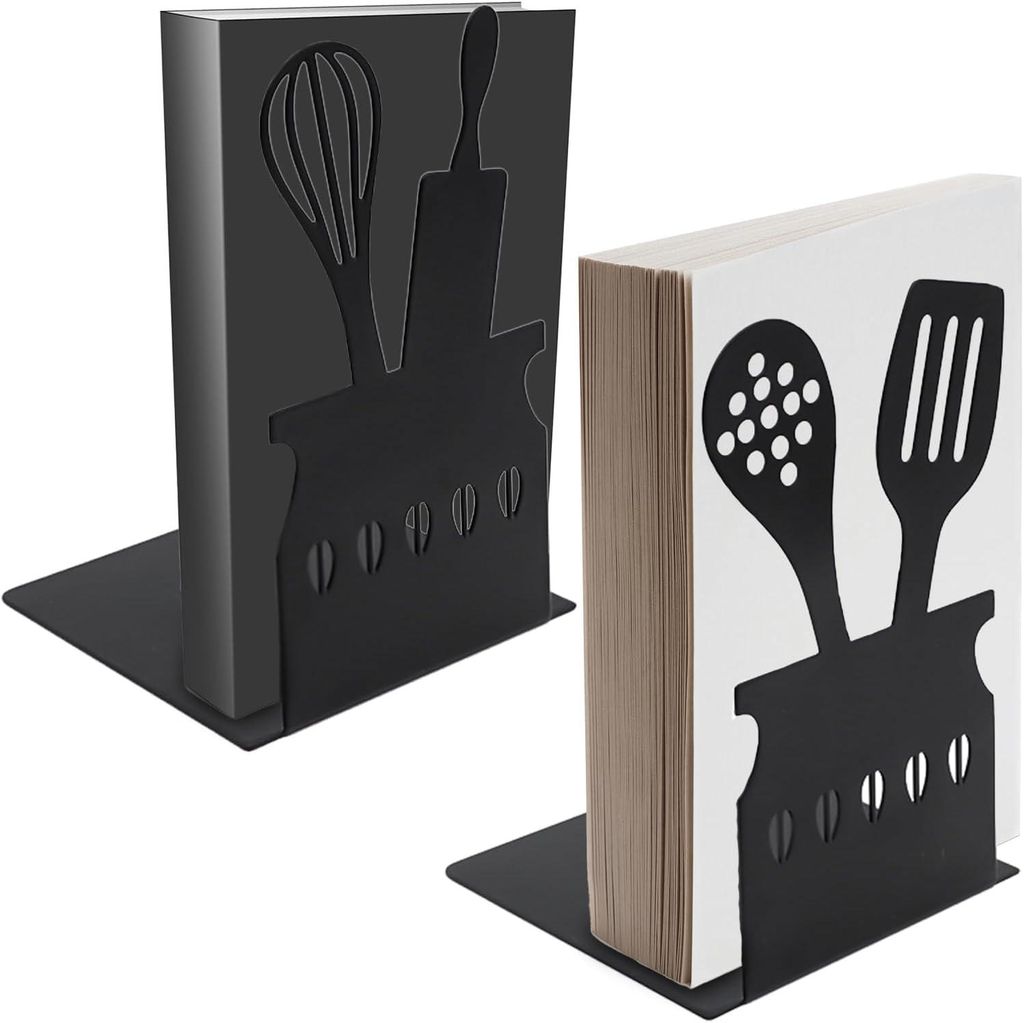 Set mit 2 hohlen, L-förmigen Buchstützen – 15 x 10 x 10 cm – Metall – Kreatives Design – Für Küche, Büro, Schule