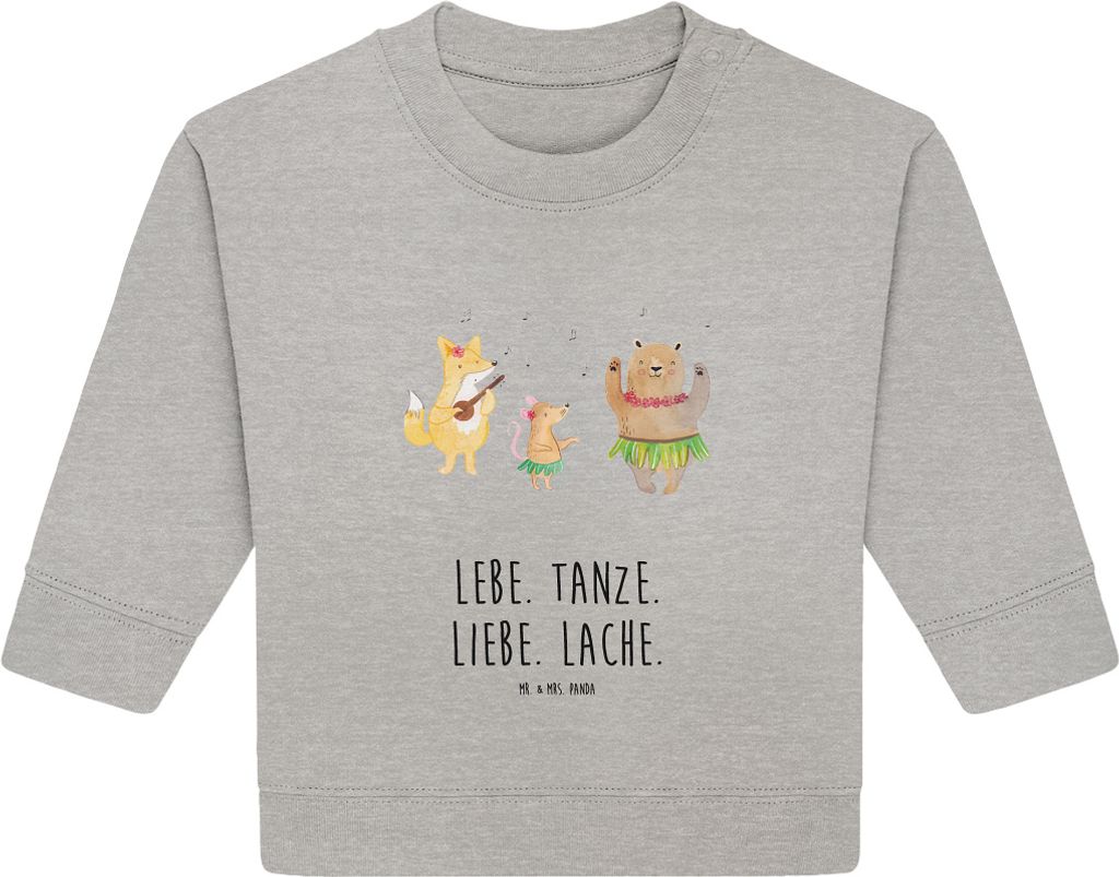 Mr. & Mrs. Panda Organic Baby Pullover Waldtiere Aloha 24. - 36. Monat - Heather Grey - Geschenk, Tanzen, Wald, Musik, Lustige Sprüche, Igel, Bull...