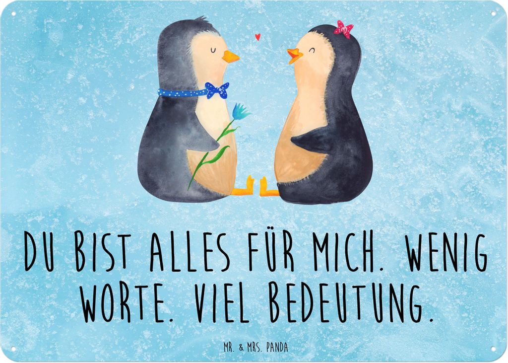 Mr. & Mrs. Panda tafel Pinguin Pärchen DIN A6 - Eisblau - Produktbild 