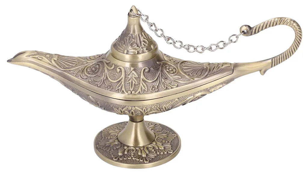 Lampe d'Aladdin décoration vintage ornement métallique doré luxe 21cm