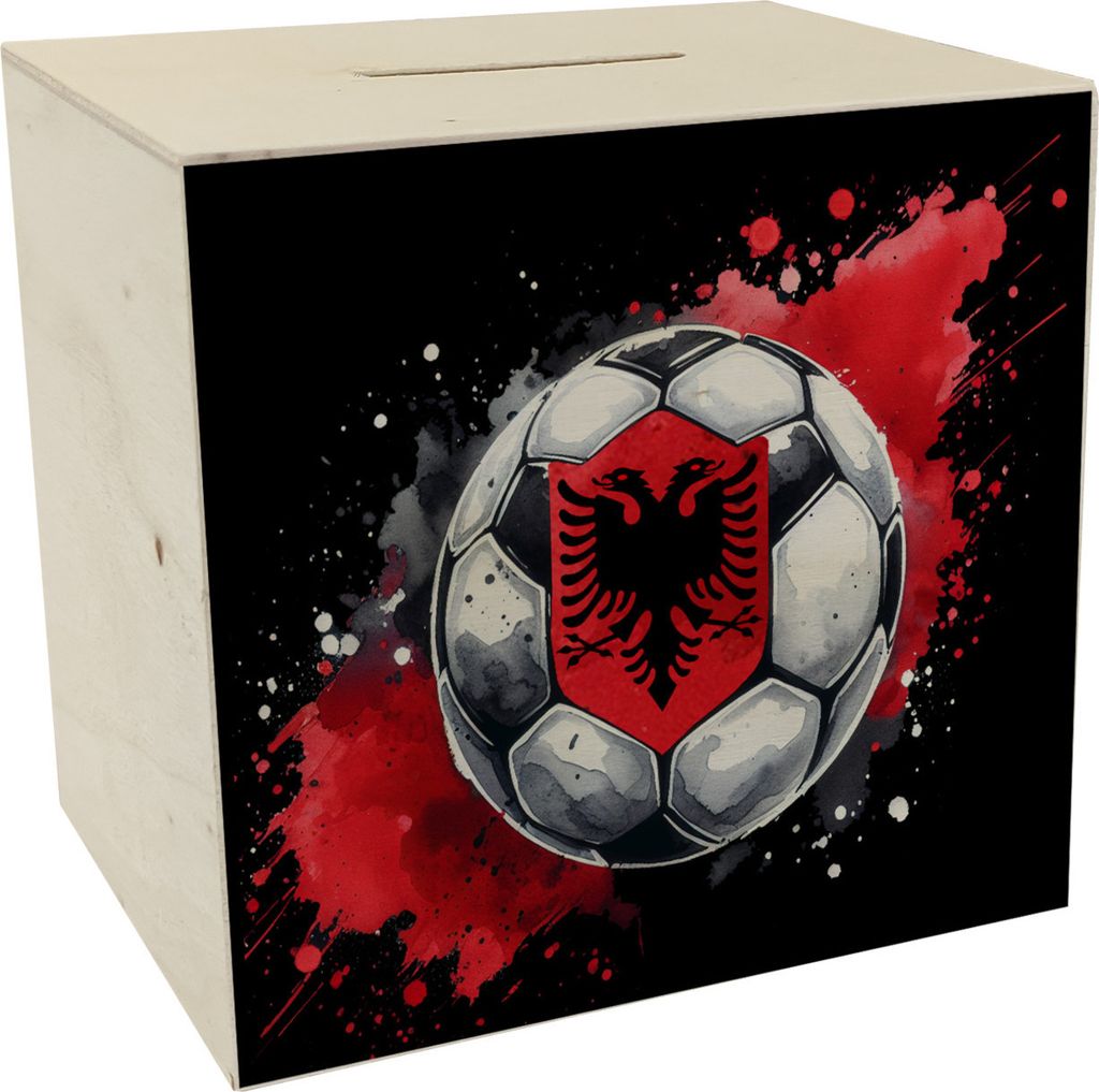 Fußball Albanien Spardose aus Holz