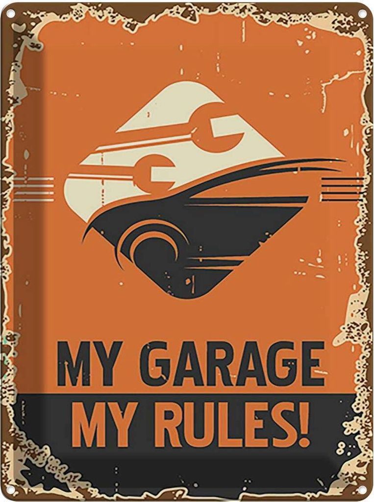 vianmo Blechschild 40x30 cm Auto my garage rules Werkstatt