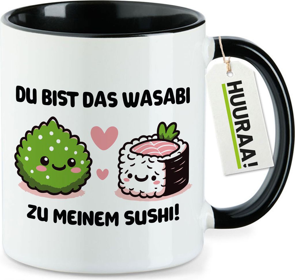 Huuraa Kaffeetasse Bist das Wasabi zu meinem Sushi 330ml Schwarz Keramik Kaffeebecher Geschenkidee