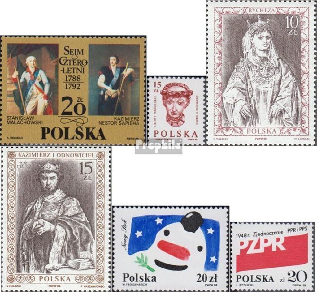 Briefmarken Polen 1988 Mi 3167,3168,3178,3179-3180, 3182 (kompl.Ausg.) gestempelt Eröffnung 4 jähriger Sejm
