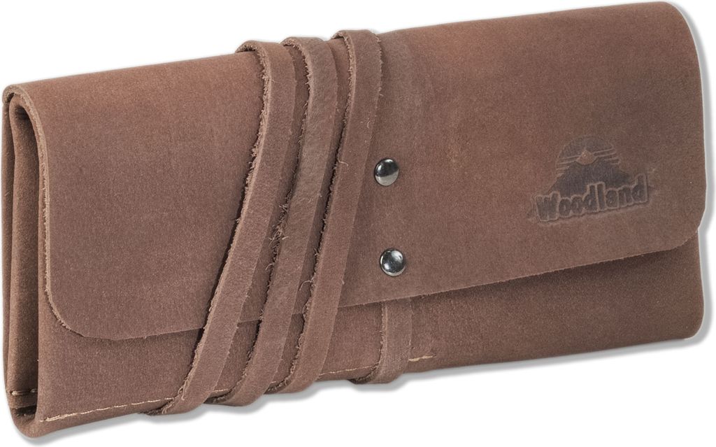 Woodland Hochwertiges Lederetui für Tabakspfeifen und Zubehör aus weichem, naturbelassenem Büffelleder in Dunkelbraun/Taupe