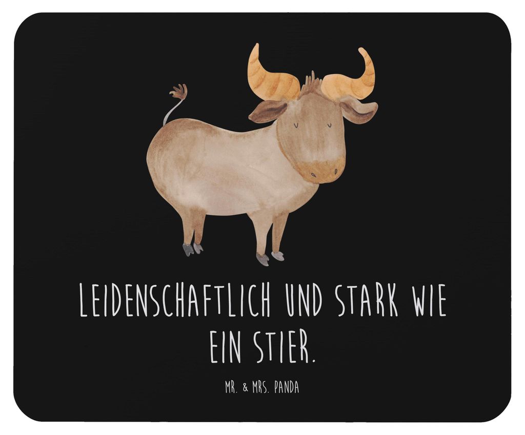 Mr. & Mrs. Panda Mouse Pad Sternzeichen Stier - Schwarz - Geschenk, Geburtstag April, Mai, Rind, Mauspad, computer mousepad, laptop, Ochse