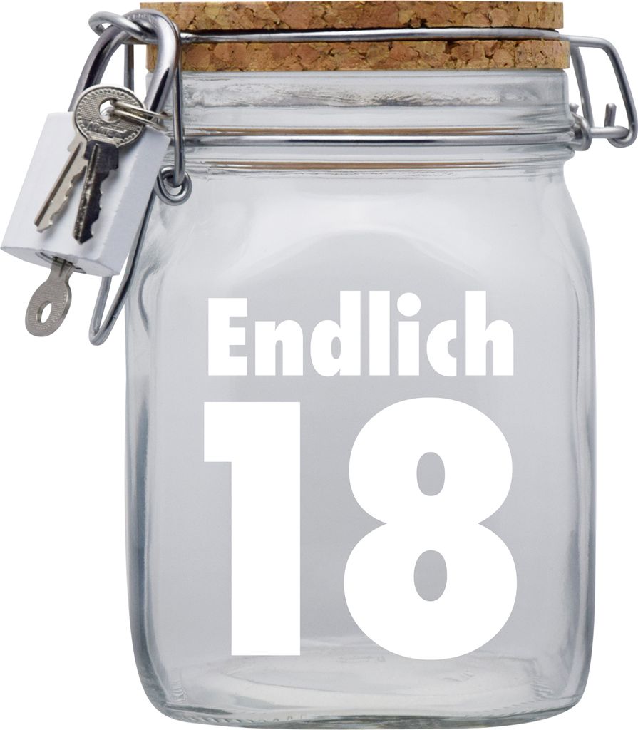 Spardose Geld Geschenk Ideen Endlich 18 Transparent Größe L 1 Liter