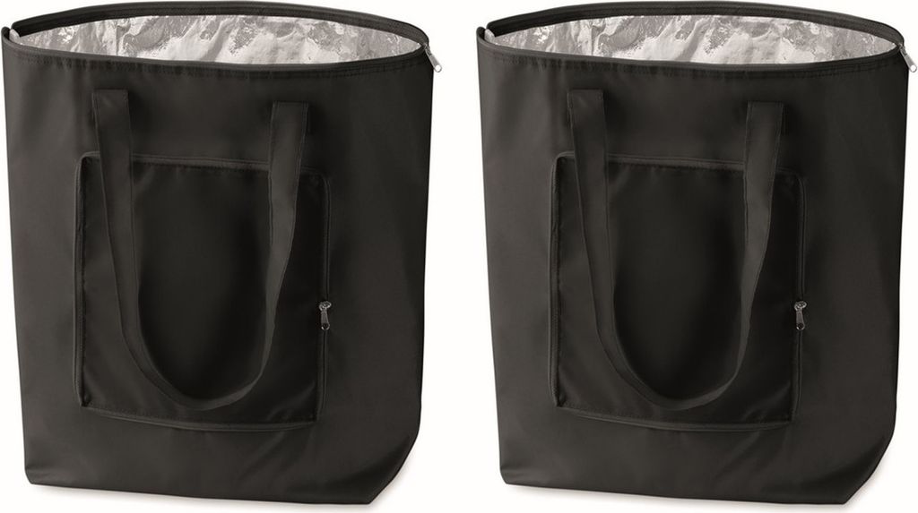 2er Set Kühltasche Einkaufstasche Faltbar Schwarz Alu Produktbild 