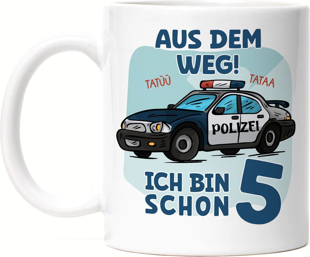 Aus Dem Weg Ich Bin Schon 5 Tasse Weiß Happy Geburtstagsparty 5. Geburtstag Alles Gute Polizist Geburtstagsfeier
