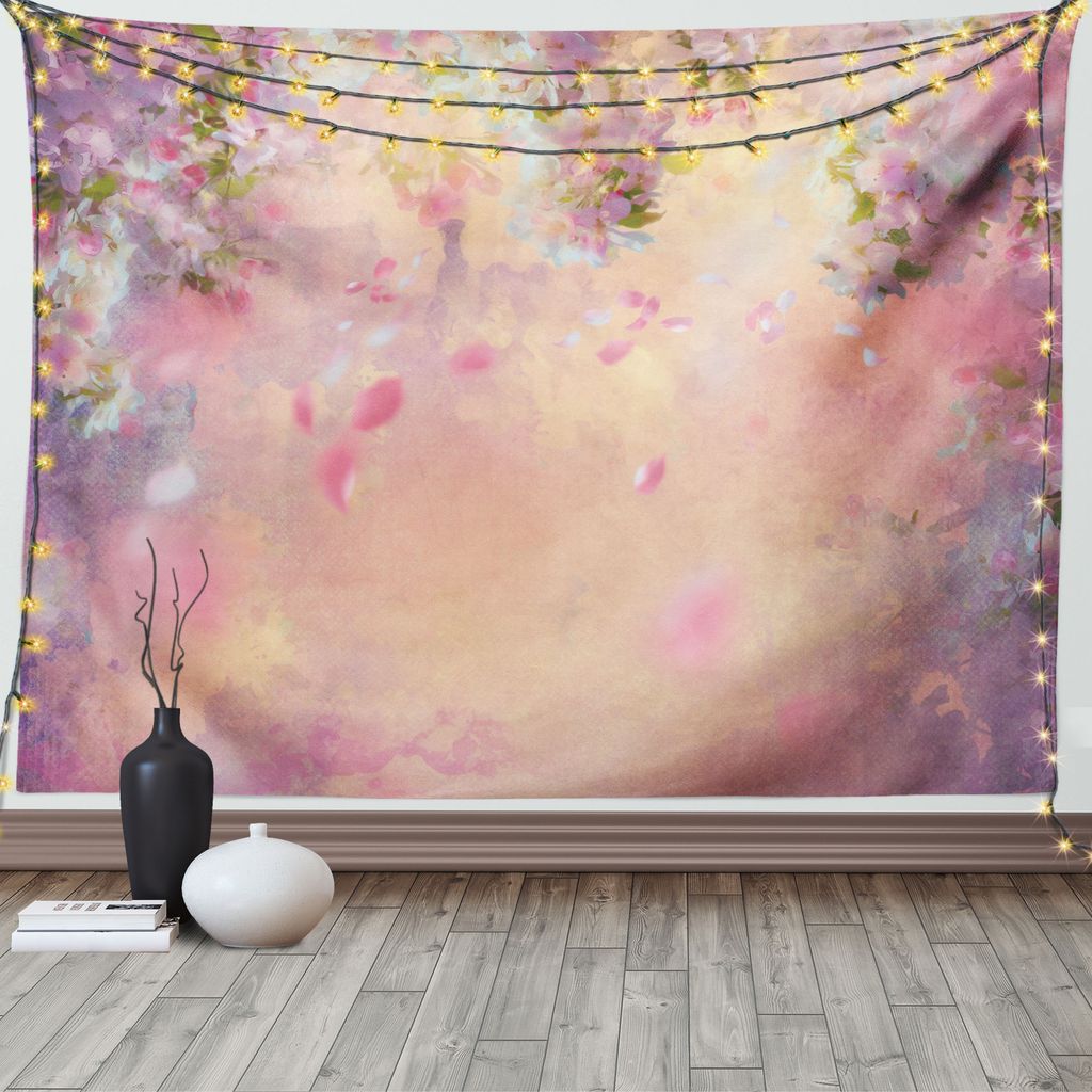 ABAKUHAUS asiatisch Wandteppich, Japanischer Flourishing Frühling, Wohnzimmer Schlafzimmer Wandtuch Seidiges Satin Wandteppich, 150 x 100 cm, Peac...