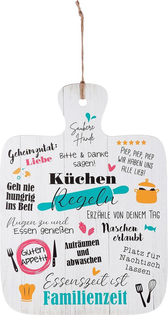 Gilde MDF Schild "Küchenregeln" VE 6 42489