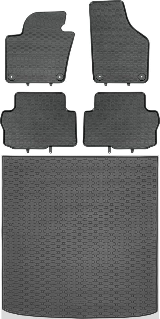 RIGUM 437140 Kofferraum + GEYER 866/4C Fußmatten - VW Sharan II Kastenwagen 09.2010-2015 (5-Sitzer) Fußstütze AV2 vorne - EINBAU