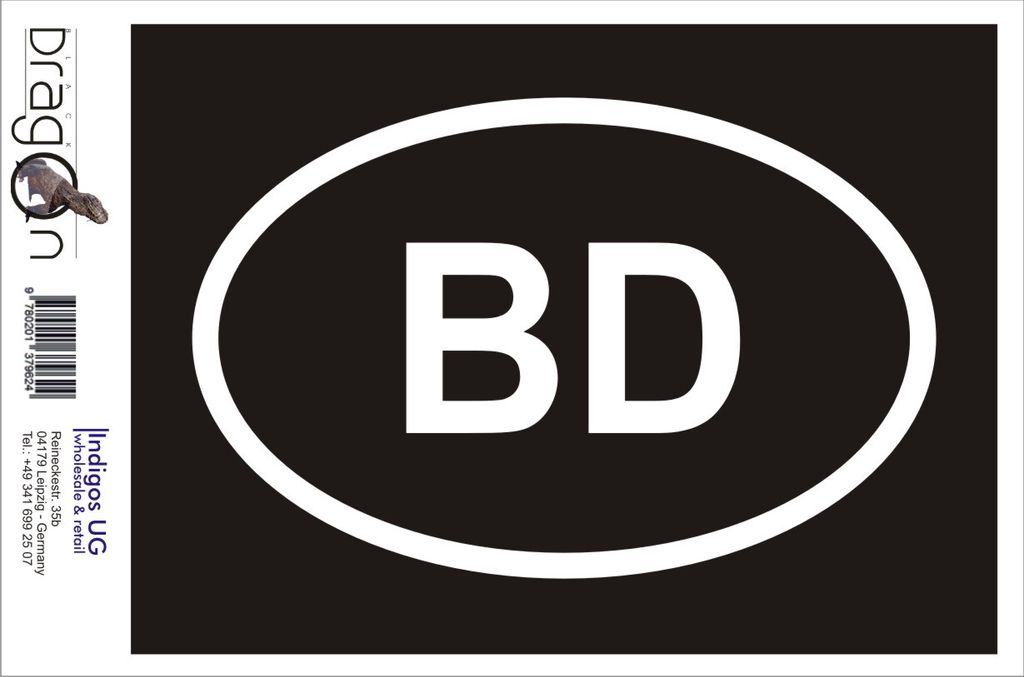 Aufkleber / Autoaufkleber - JDM / Die cut / Auto / OEM - Bangladesch BD - 160x110 mm rot - Heckscheibe / Heckscheibenaufkleber