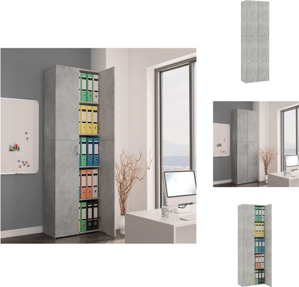 vidaXL Armoire de bureau gris béton 60x32x190 cm Bois Image du produit 