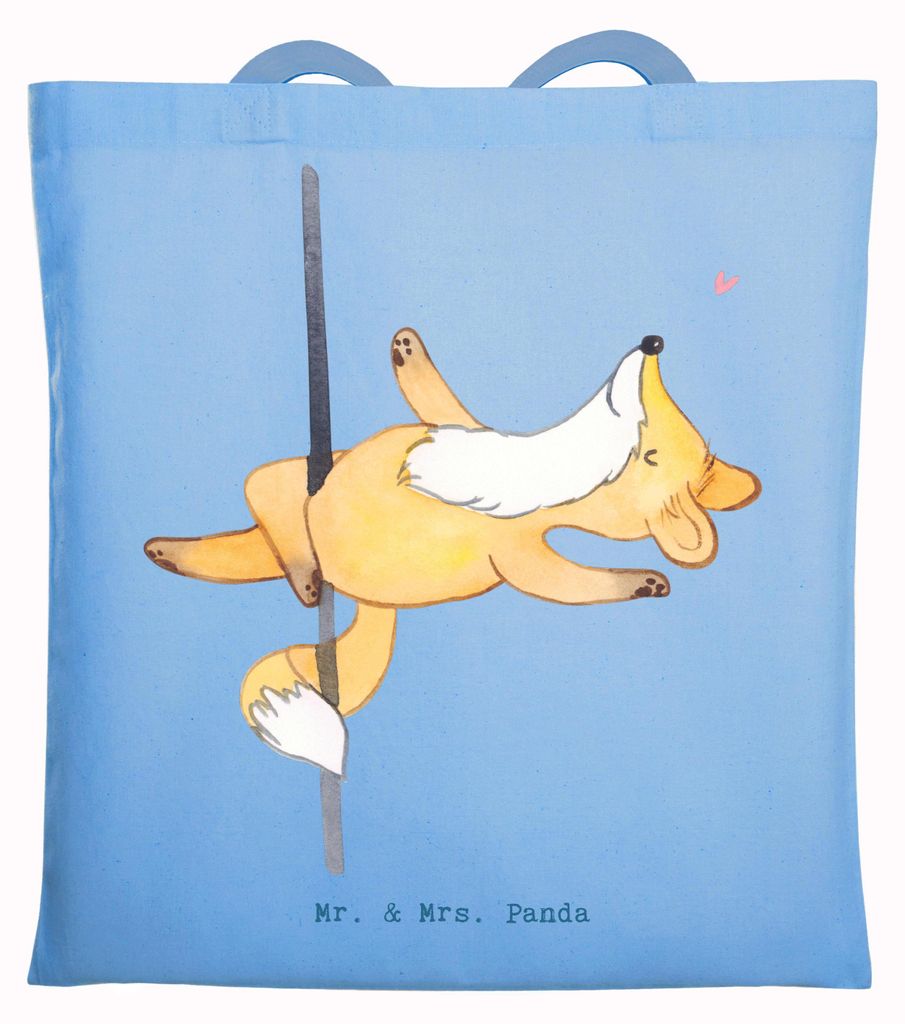 Mr. & Mrs. Panda Tote Bag Fuchs Poledance - Sky Blue - Geschenk, Shopping Tasche, Tanzen, Jutebeutel, Unitasche, Pole Dance, Tanz, Beutel