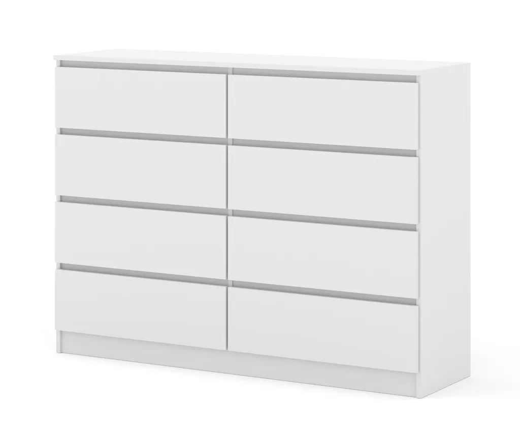 Commode MAJA S8 140 cm Blanc Mat - Solution Rangement Large et Chic