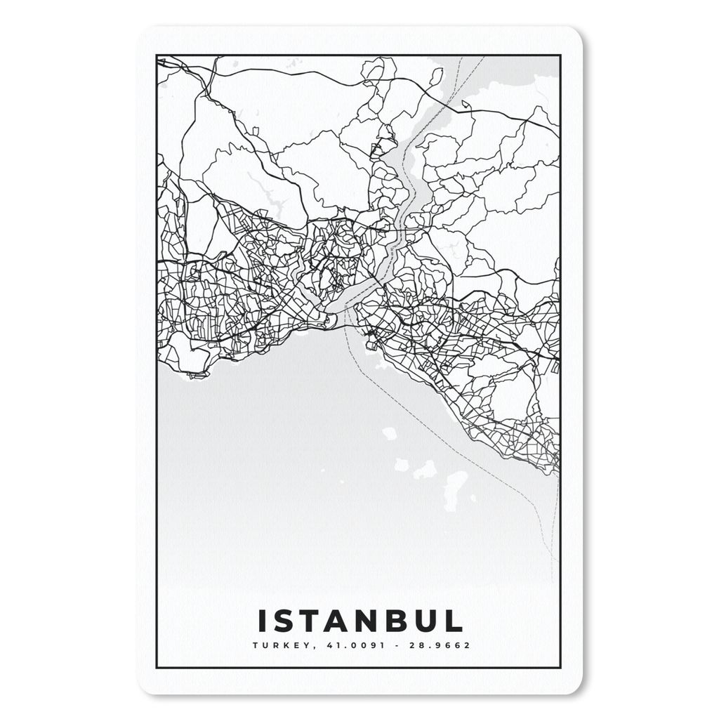 MuchoWow Mauspad Mousepad Istanbul - Karte - Stadtplan - Schwarz-weiß - Karte 40x60 cm - Mousepads - Maus Mat - Pad - Mausunterlage - Schreibtis...