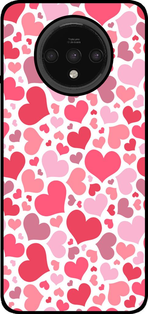 Smartphonica Handyhülle Geeignet für OnePlus 7T mit Herzen drucken - Herzen Design TPU Backcover Fall - Kinder Etui mit Herzen Design