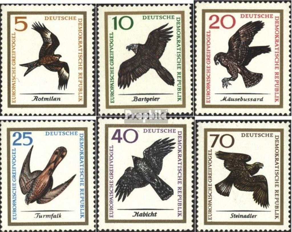 Briefmarken DDR 1965 Mi 1147-1152 (kompl.Ausgabe) postfrisch Europäische Greifvögel