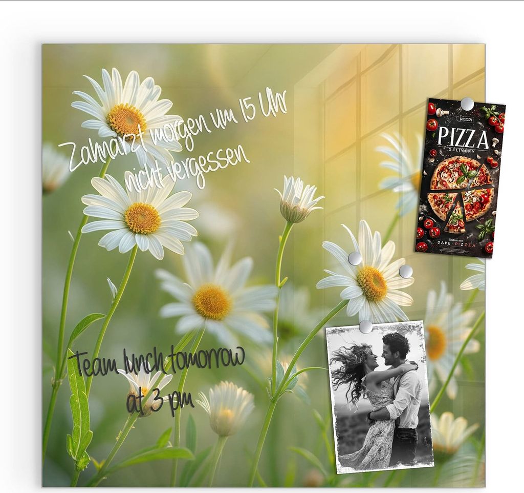 Magnettafel 50x50cm Pinnwand Whiteboard beschreibbar - Blühende Gänseblümchen