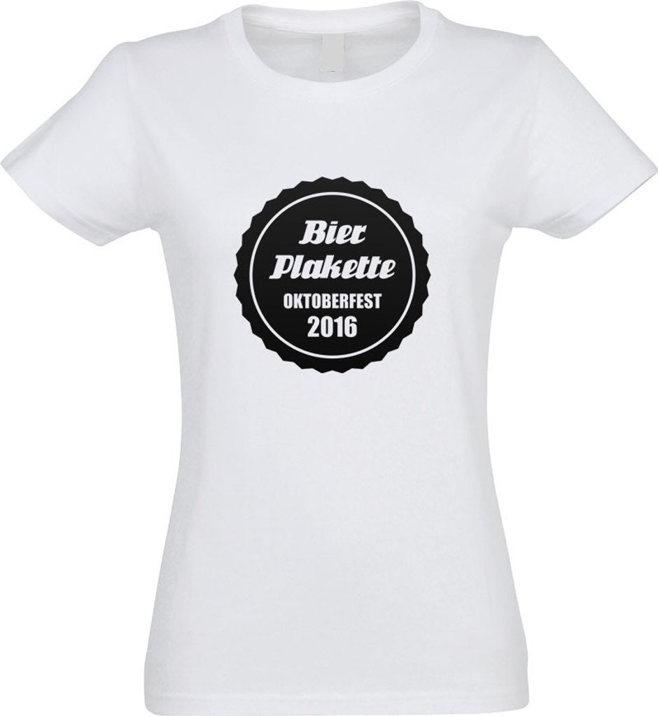 Kiwistar - T-Shirt tailliert - Damen - Weiss - Bierplakette 2013 M2 - mit Motiv Bedruckt - Funshirt Design - Sport - Freizeit - Damen - XL