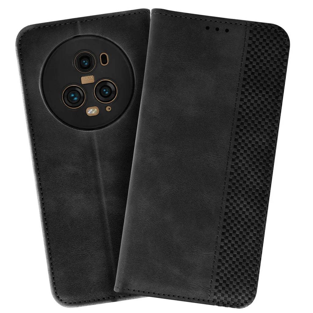 Cover Honor Magic 5 Pro Business - Portafoglio in Pelle e Stand Nero - 5