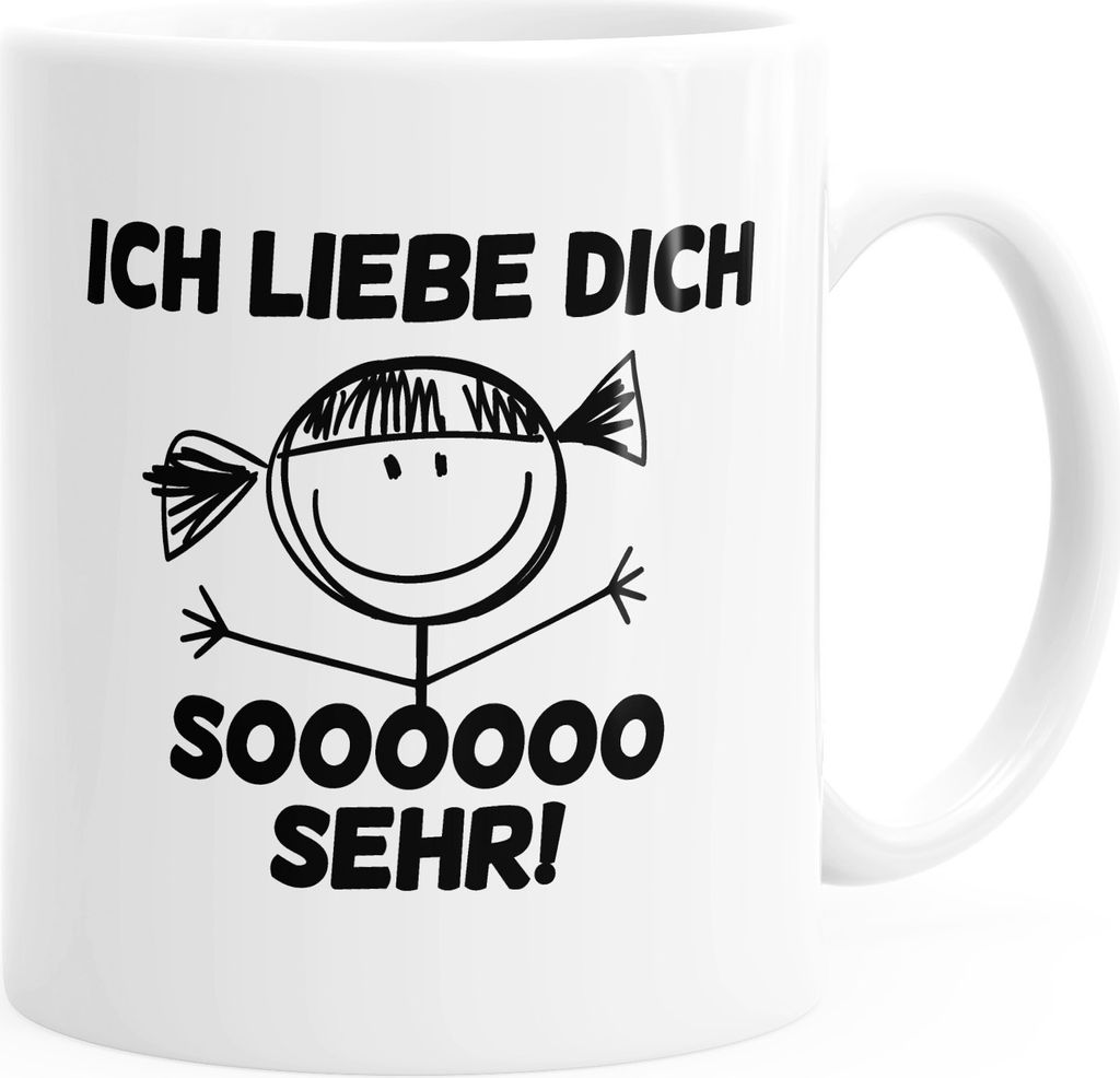 Ich liebe dich sooooo sehr Kaffee-Tasse glänzend MoonWorks Mädchen weiß unisize
