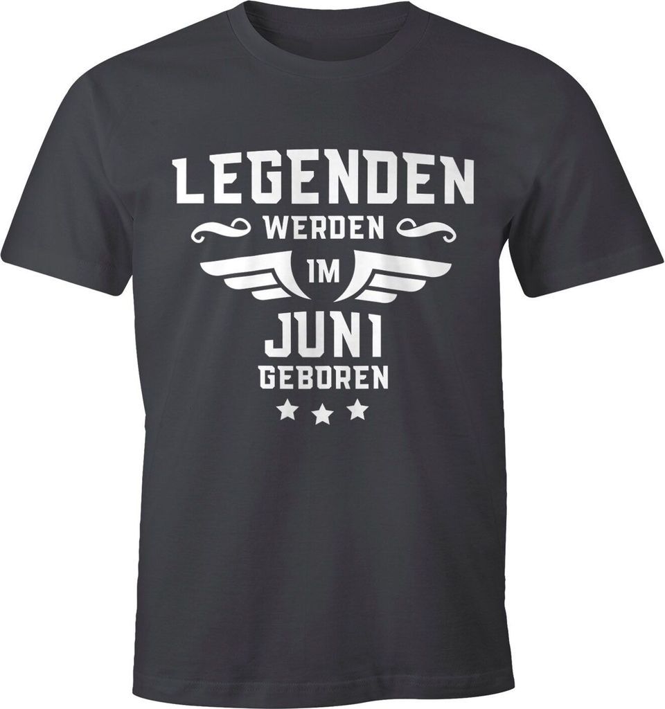 Legenden werden im Monat geboren Herren T-Shirt Geburtstag Birthday Legends are born Moonworks Juni dunkelgrau L