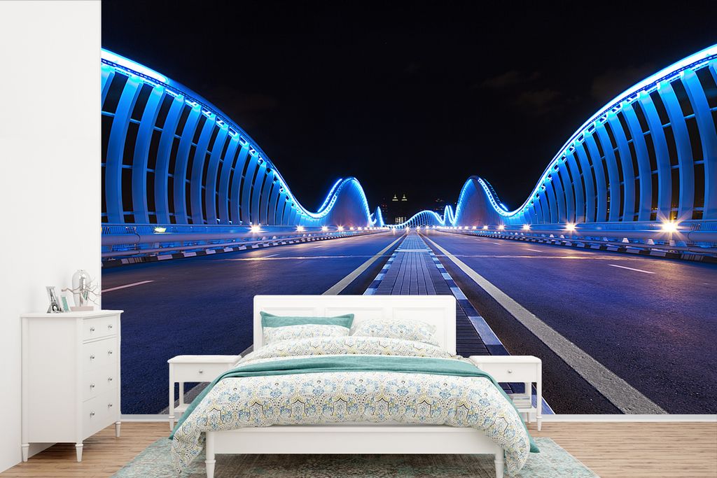 MuchoWow Fototapete für Wohnzimmer oder Schlafzimmer Wandtapete Vinyl Motivtapete Die Meydan-Brücke in den Vereinigten Arabischen Emiraten - 39...
