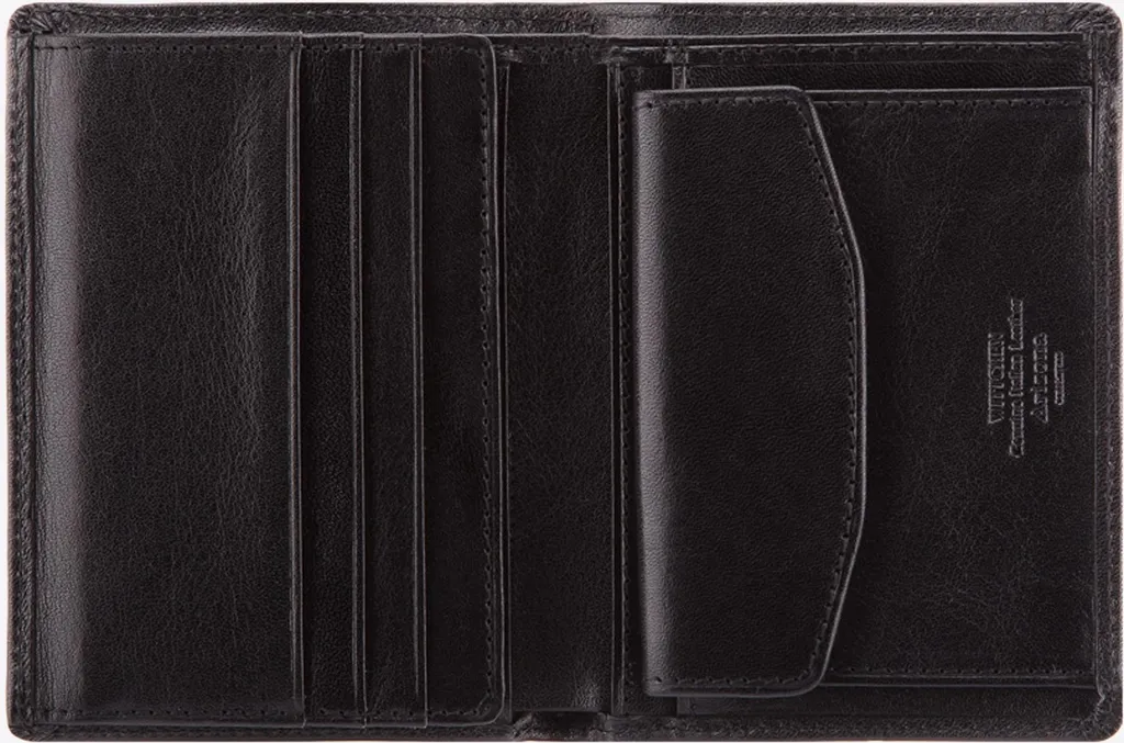 Portefeuille homme en cuir naturel noir compact pour poche de veste