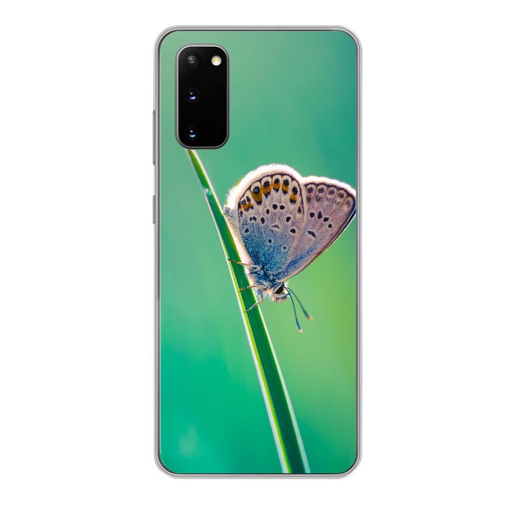MuchoWow Handyhülle Schutzhülle Hülle für Samsung Galaxy S20 Schmetterling - Gras - Licht Silikon Softcase Handy Hülle - Bild