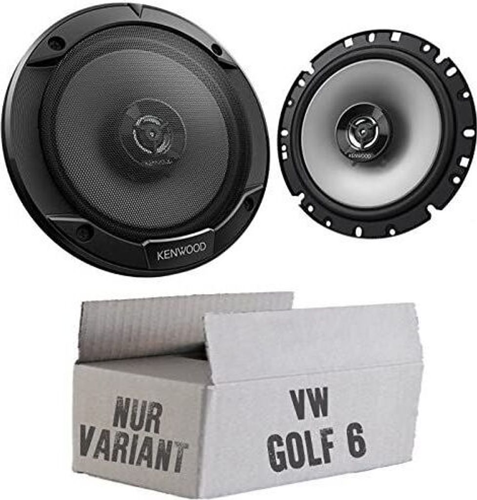 Lautsprecher Boxen Kenwood KFC-S1766 - 16,5cm 2-Wege Koax Auto Einbauzubehör - Einbauset passend für VW Golf 6 Variant Front - justSOUND