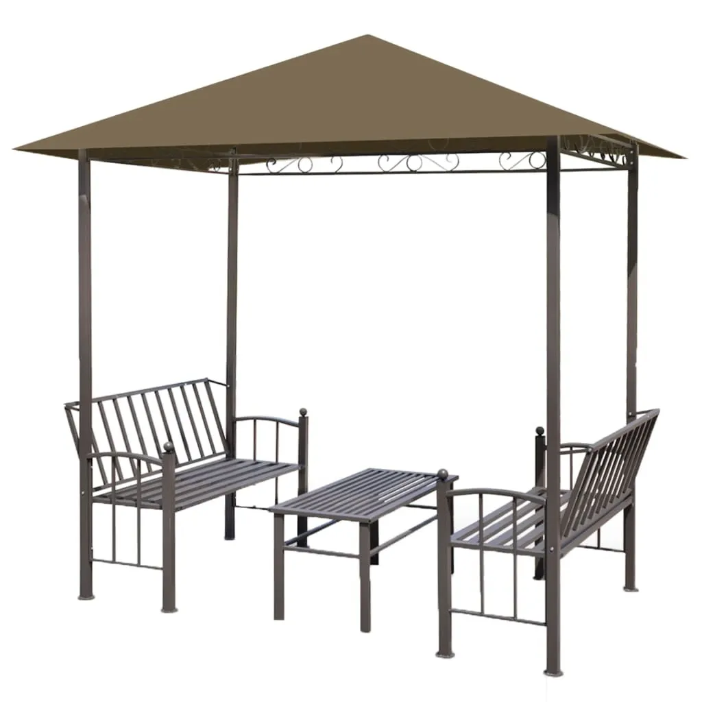 Tonnelle de Jardin avec Mobilier Intégré 2,5 m Abri Terrasse Coloris Taupe