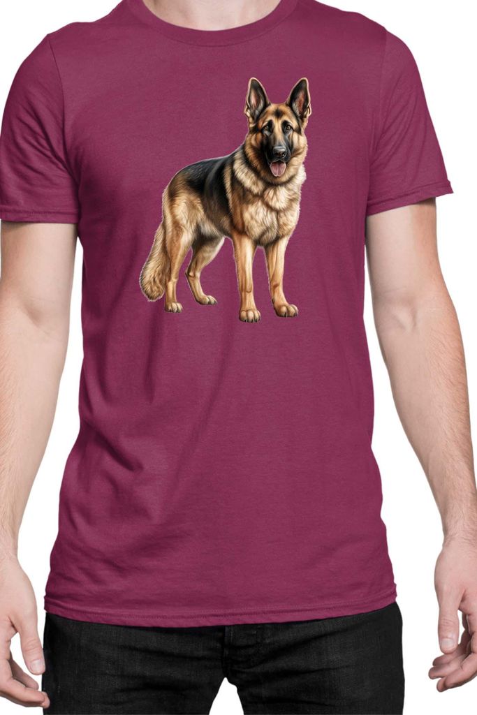 Herren T-Shirt Dogs Breeds German Shepherd Dog Breed 006, Man 3XL / Burgundy