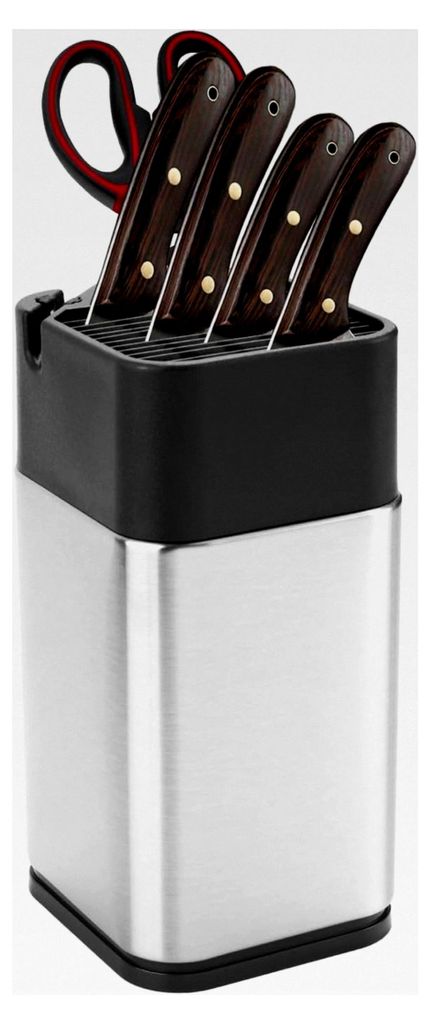 Universal Messerblock aus Edelstahl, Messerhalter ohne Messer, inklusive Schärfkanten und Scherensockel, multifunktionaler Messerhalter