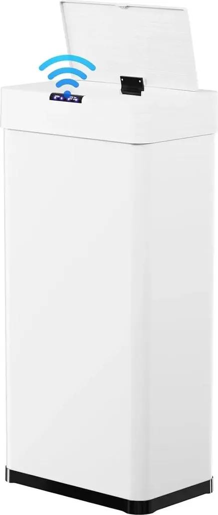 Poubelle 60L en acier inoxydable blanc avec capteur intelligent 16 gal