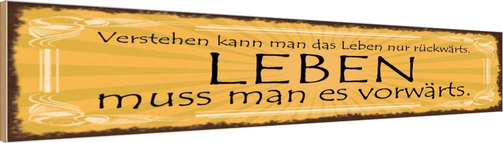 vianmo Holzschild 10x46 cm Leben muss man es vorwärts
