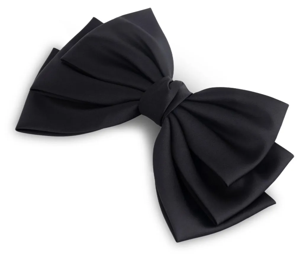 Barrette à cheveux avec nœud en satin noir, accessoire élégant femme