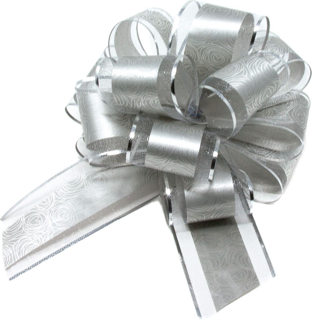 Oblique Unique Geschenkschleife Deko Schleife für Geschenke Tüten Zuckertüte Weihnachten Geschenkdeko - silber