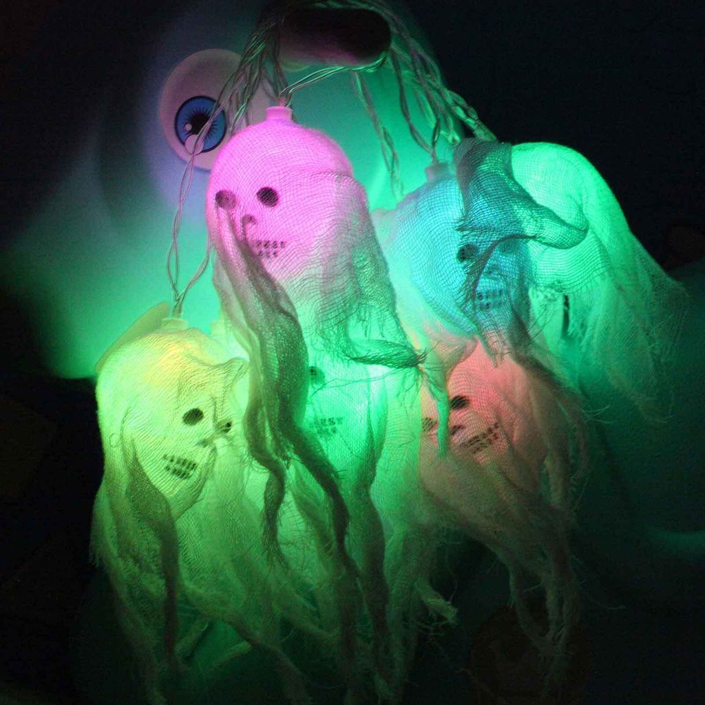 CozyHome Halloween Totenkopf Lichterkette - 6 Meter Mit 20 Warmweißen LEDs Für Gruselige Stimmung