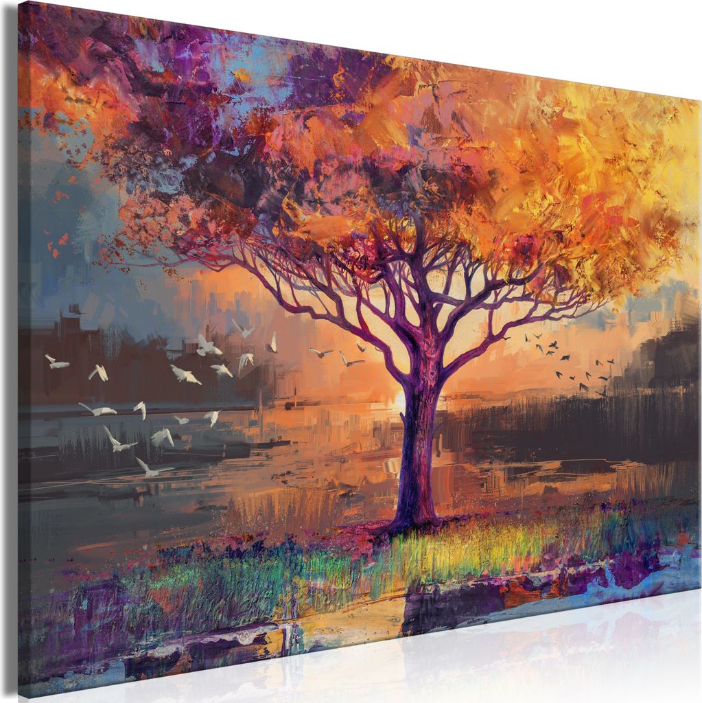 Italienischer Leinwand Leinwandbild - Autumn Sketches (1 Part) Wide 120x80 cm Blumen b-A-10062-b-a