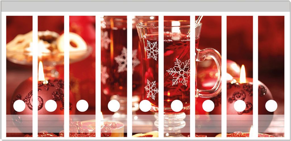 Wallario Ordnerrücken Sticker, selbstklebend für breite Ordner, 9 Stück, Motiv Heißer Winterpunsch mit Kerzen
