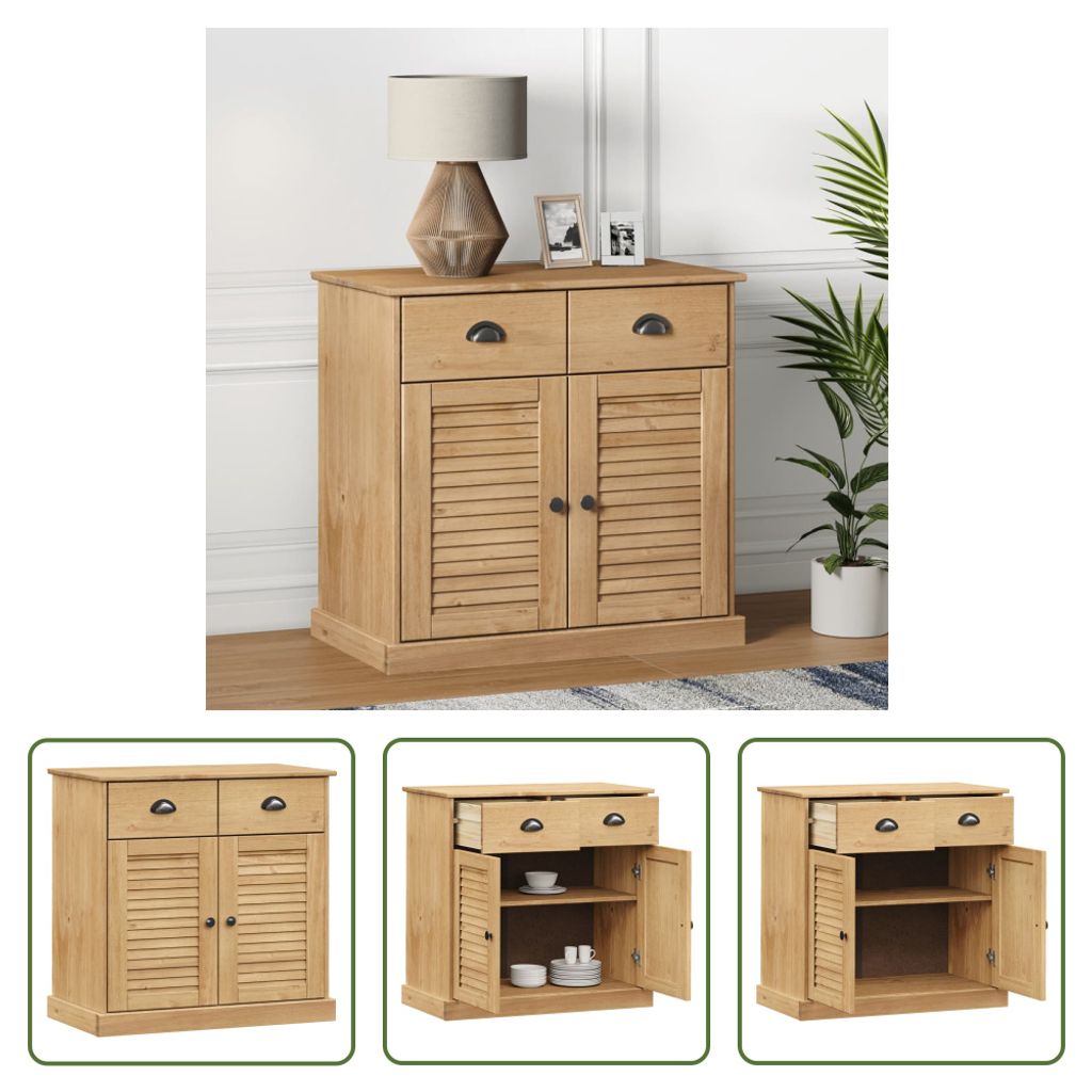 The Living Store Sideboard mit Schubladen VIGO 78x40x75 cm Massivholz Kiefer