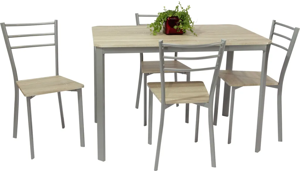 Ensemble Table Arena et 4 Chaises Arena en Reproduction Chêne Clair