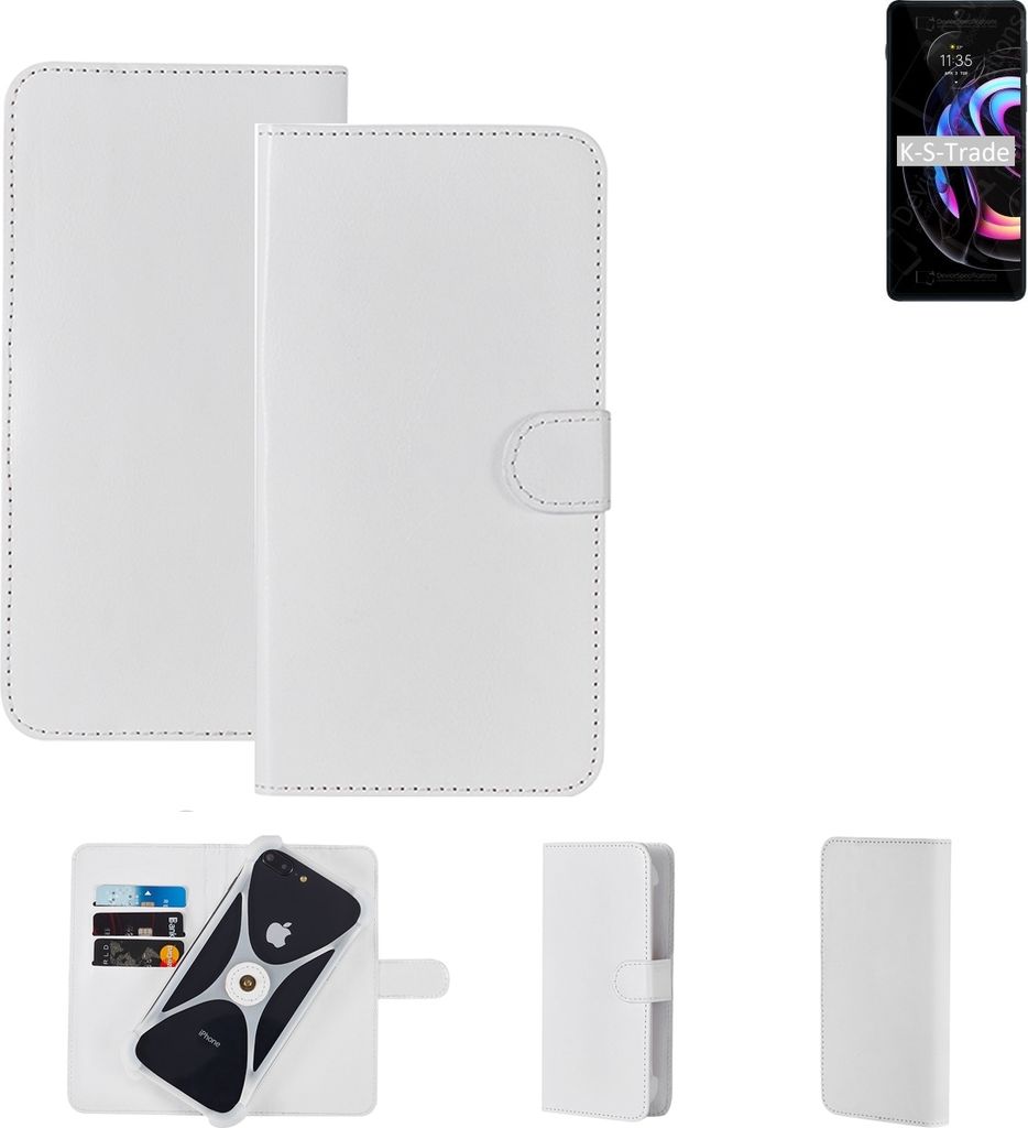 K-S-Trade Handy Hülle Schutz Hülle kompatibel mit Motorola Edge 20 Pro Cover Case Bookstyle Bumper weiß 1x