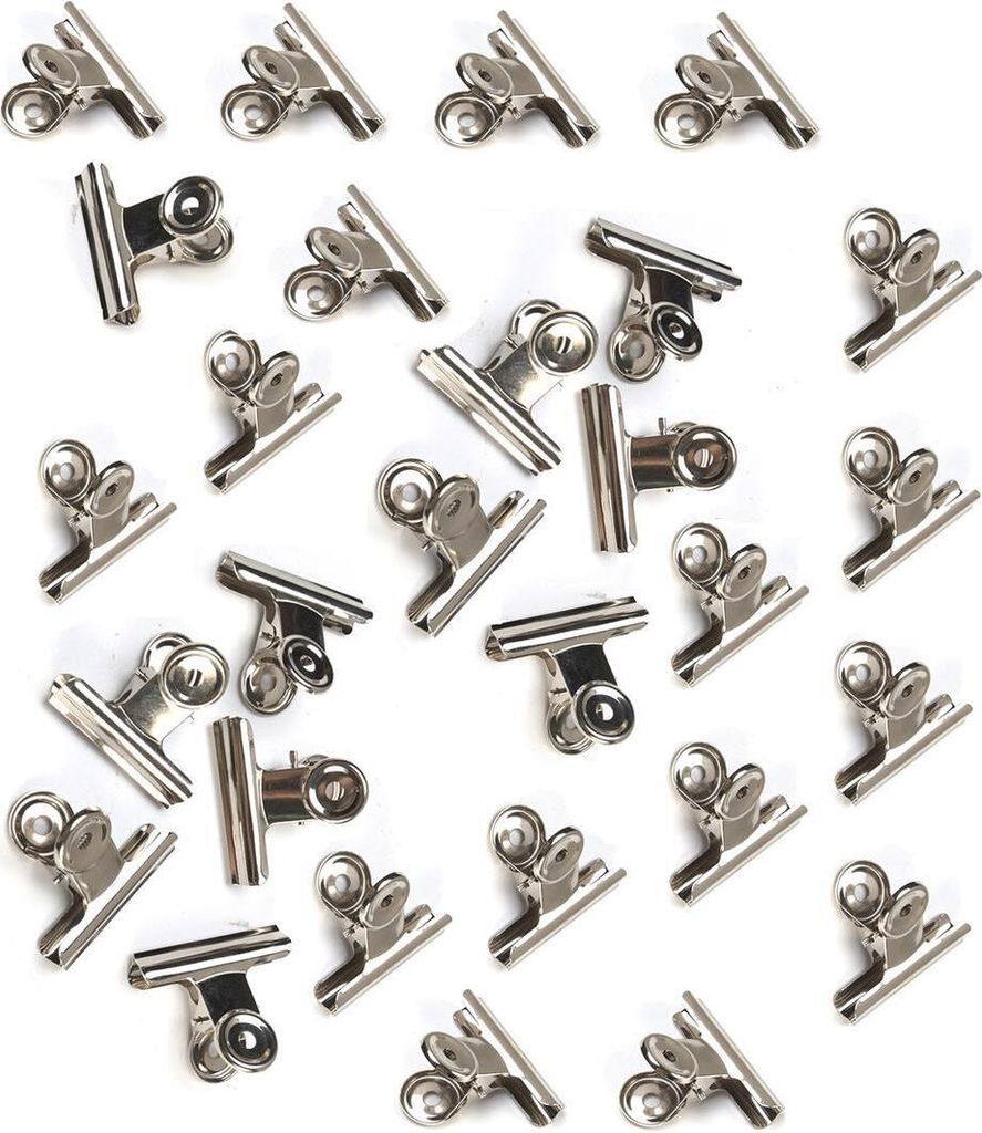 30 Stück kleine Verschlussclips Metall | 22mm Tüten Clips | Brief Klammern aus Edelstahl mit starker Federkraft | Lebensmittelbeutel Verschlusskl...